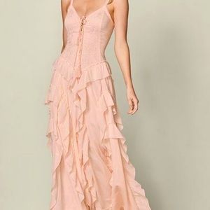 NWT VENUS Lace Up Ruffle Dress